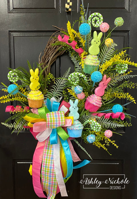 **Peeps Cupcake Easter Wreath - EASTER Sale Item 🐇