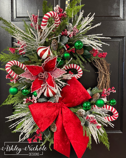 Peppermint Noel Christmas Wreath