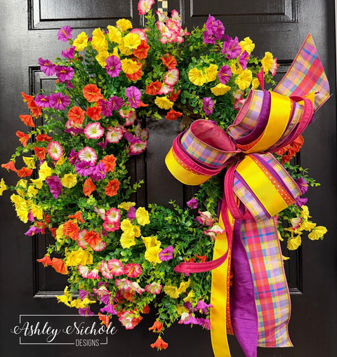 *READY to SHIP* - Burst of Color Morning Glory Wreath