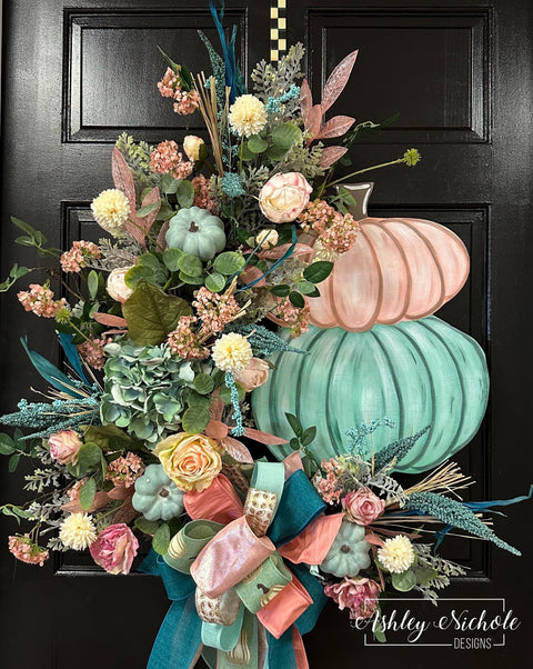 Enchanted Pastel Pumpkin Stack Wreath