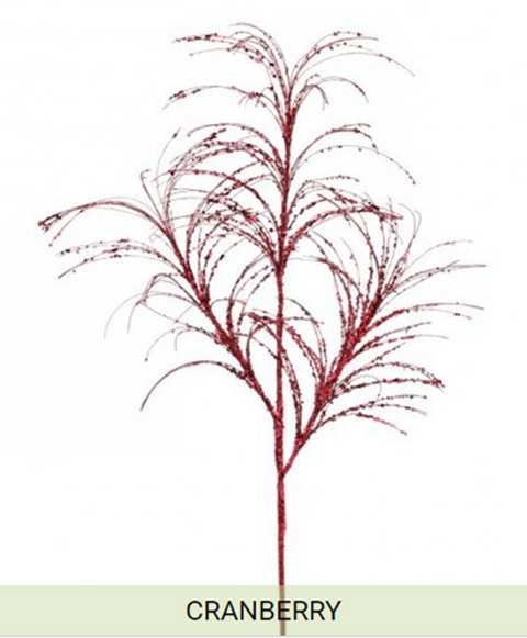 34" Glitter Pampas Grass Spray - Cranberry