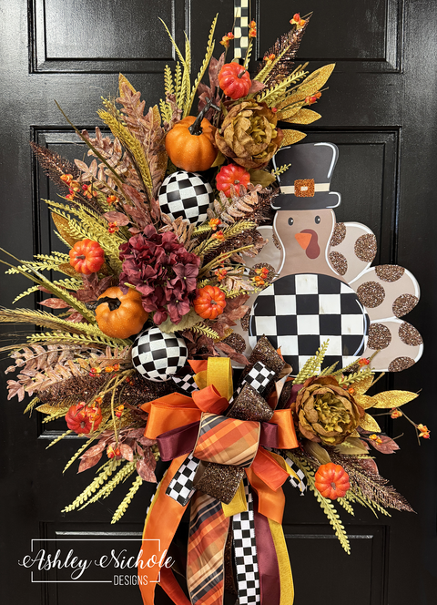 Pilgrim Turkey with Glitter Dots Wreath