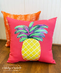 Custom-Pina Colada Pineapple Pillow on Pink Fabric