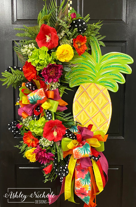 Pineapple Floral Wreath - Tropical