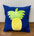 Custom-Pineapple Yellow Pillow on Royal Blue Fabric