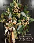 READY TO SHIP - Snowflakes & Pine Winter Wreath