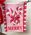 Pink & Red Candy Canes - Christmas - Vinyl Garden Flag