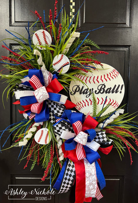 Play Ball Baseball Wreath
