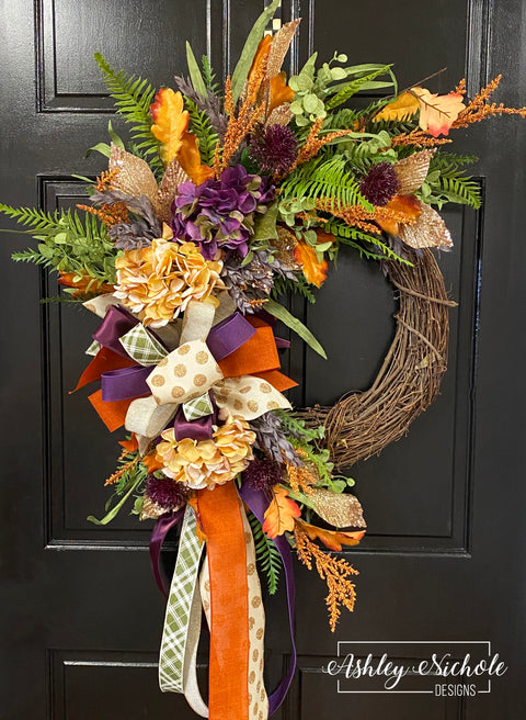 Plum & Honey Hydrangea Fall Wreath