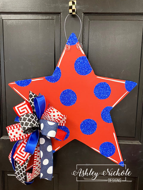 Glittered Polka Dot Patriotic Door Hanger