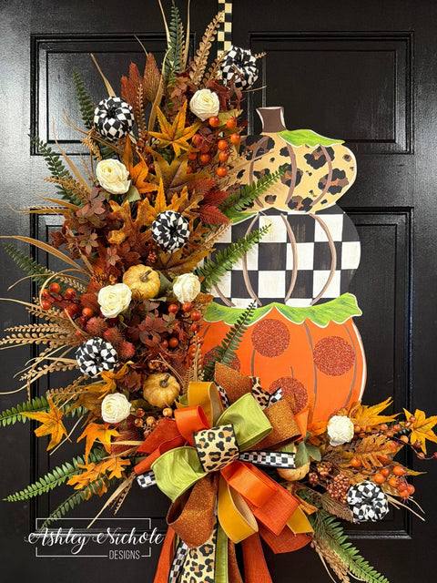 Pumpkin Stack Elegant Fall Wreath