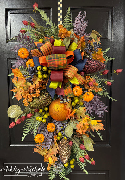 Pumpkin & Pinecone Splendor Fall Swag