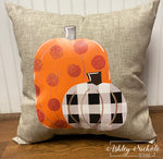 Custom - Pumpkins Orange and Buffalo Check Pillow