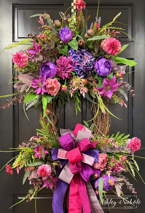 *READY to SHIP* - Purple Garden Oval Wreath