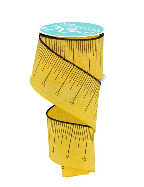 Yellow Ruler Wired Ribbon - 2.5