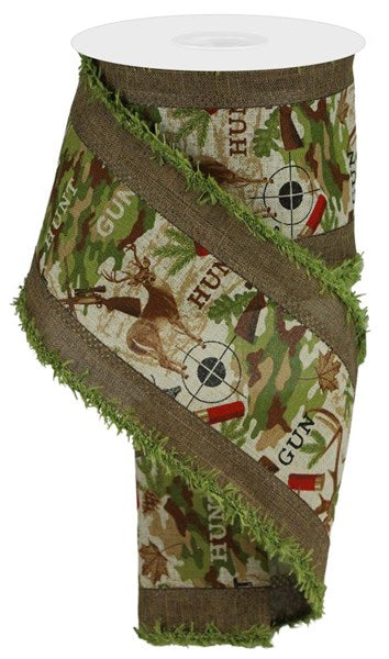 Hunting Wired Ribbon - 4" x 10yds