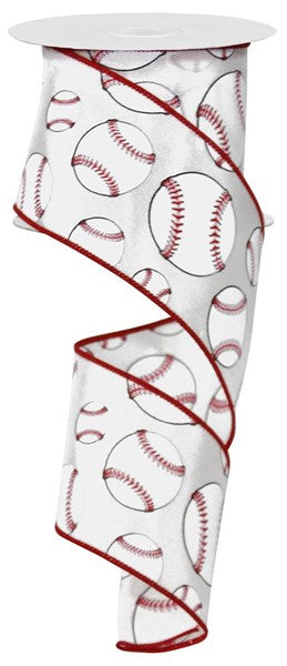 Baseball Wired Ribbon - 2.5" x 50yds