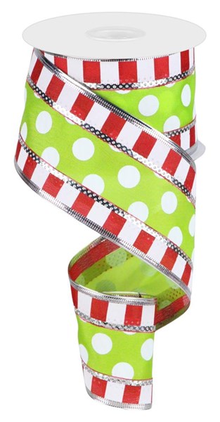 Polka Dots w/ Stiped Edge Wired Ribbon - 2.5" x 10yds