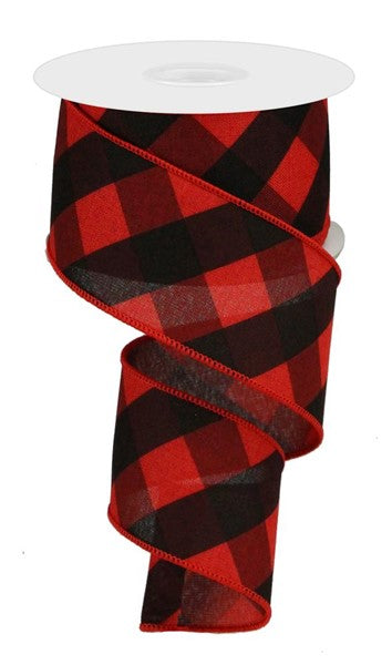 Red & Black Checkered Wired Ribbon - 2.5" x 10yds