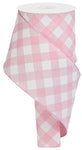 Light Pink Diagonal Check Wired Ribbon - 4" x 50yds