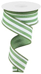 Clover Green Vertical Stripe Wired Ribbon - 1.5"x10Yds