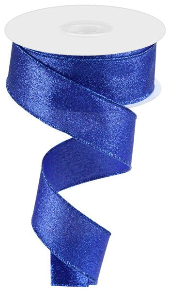 Royal Blue Shimmer Glitter Wired Ribbon - 1.5" x 10yds