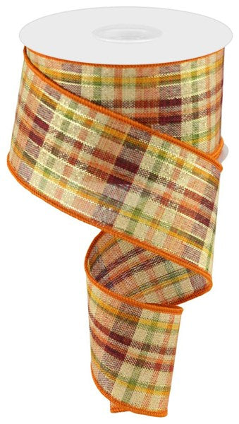 Woven Plaid & Metallic Thread Wired Ribbon - 2.5" x 10yds