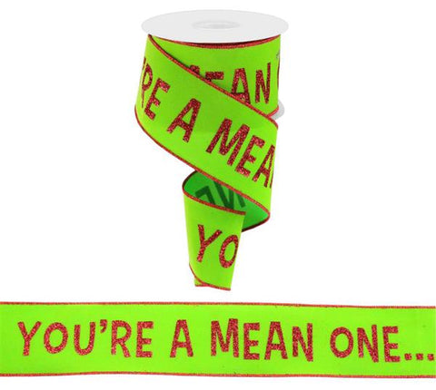 You're A Mean One Velvet Wired Ribbon - 2.5" x 10yds