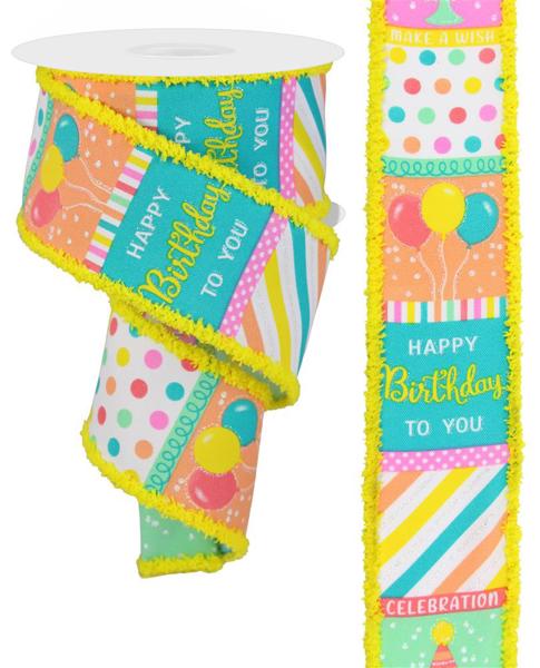 Birthday Blocks/Drift Wired Ribbon - 2.5