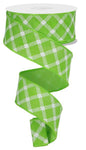 Green Diamond Check Wired Ribbon - 1.5"x10Yds