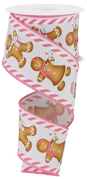 Gingerbread Boy/Girl Wired Ribbon - 2.5" x 100ft