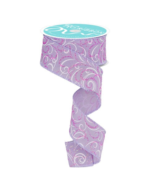 Lavender/Iridescent Pink Multi Swirl Wired Ribbon - 1.5" x 10yds in