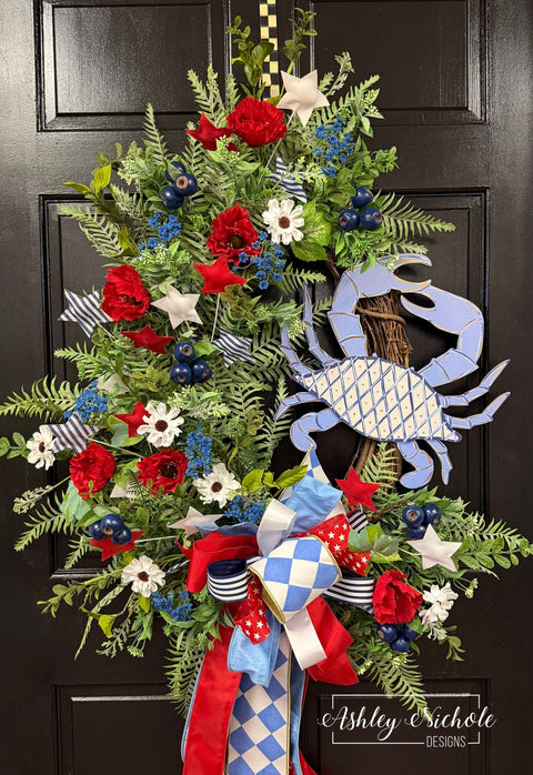 Red, White, & Blue Crab Wreath
