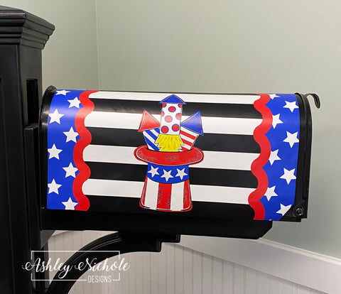 Rockets Red Glare Patriotic - Magnetic Vinyl Mailbox Cover