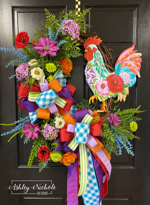 Rooster of Flowers Spring Wreath