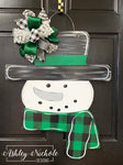 Rustic Snowman Door Hanger - GREEN & Black