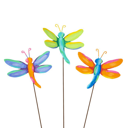 Artful Dragonflies Metal Stake - Set of 3