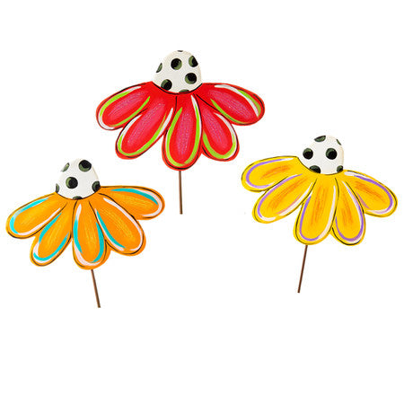 Whimsy Corn Flowers Metal Stake-Set of 3