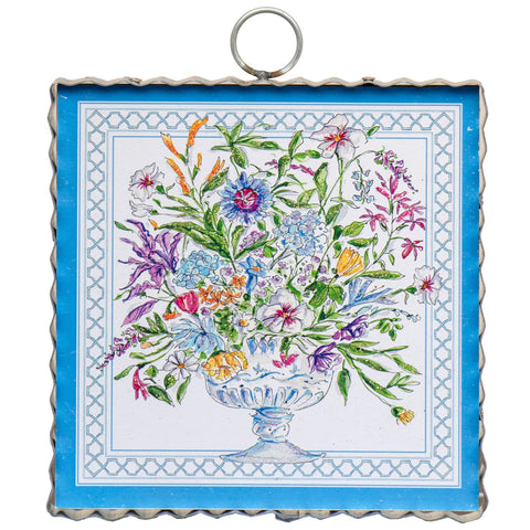 Mini Blue Floral Arrangement Print Charm Attachment