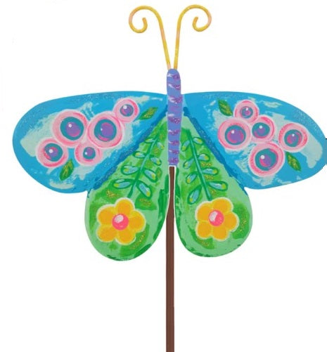 Blooming Butterflies Stake - Blue/Green