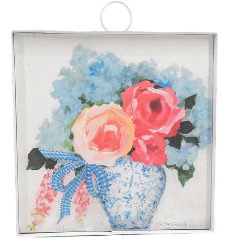 Mini Art Ginger Jar of Flowers Print Charm