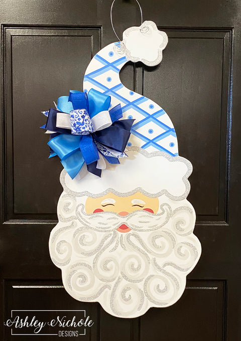Santa - Jolly St. Nick - CHINOISERIE Style - Door Hanger