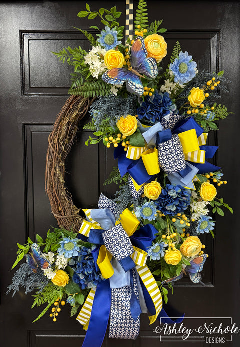 Sapphire & Sunshine Butterfly Wreath