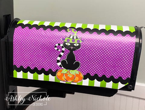 Sassy Cat Halloween - Magnetic Vinyl Mailbox Cover