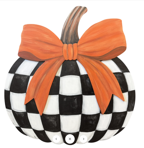 Black & White Check Pumpkin -  Corrugated Coroplast Yard Stake