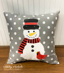Custom-Snowman & Cardinal Pillow