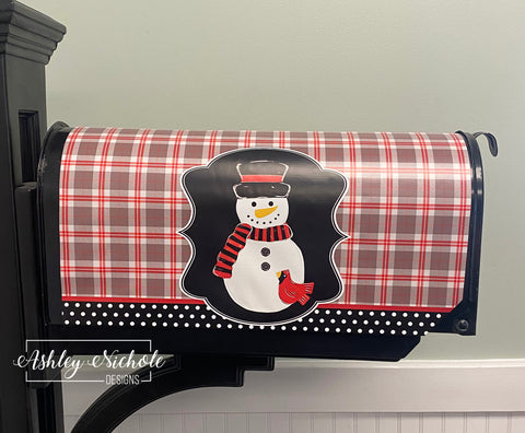 Snowman & Cardinal - Magnetic Vinyl Mailbox Cover