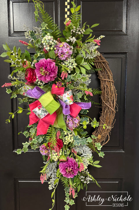 Southern Charm Floral Oval Wreath