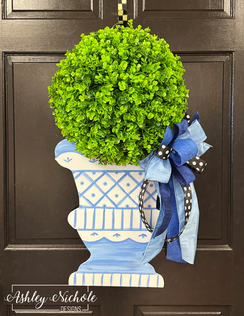 Spring Topiary - Chinoiserie - Door Hanger (Hand-Painted)