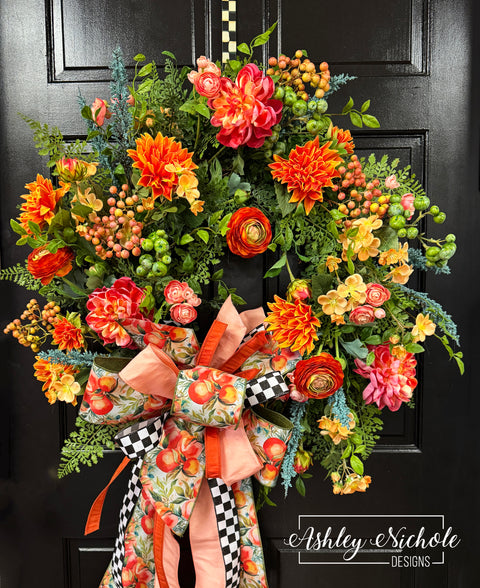 Sun Kissed Peach Garden Wreath